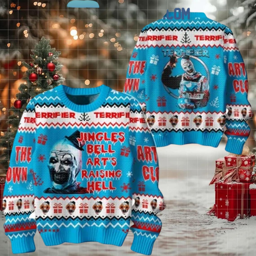 Terrifier 2 Jingle Bell Art’s Raising Hell The Clown Christmas Ugly Sweater Terrifier 2 Jingle Bell Art’s Raising Hell The Clown Christmas Ugly Sweater