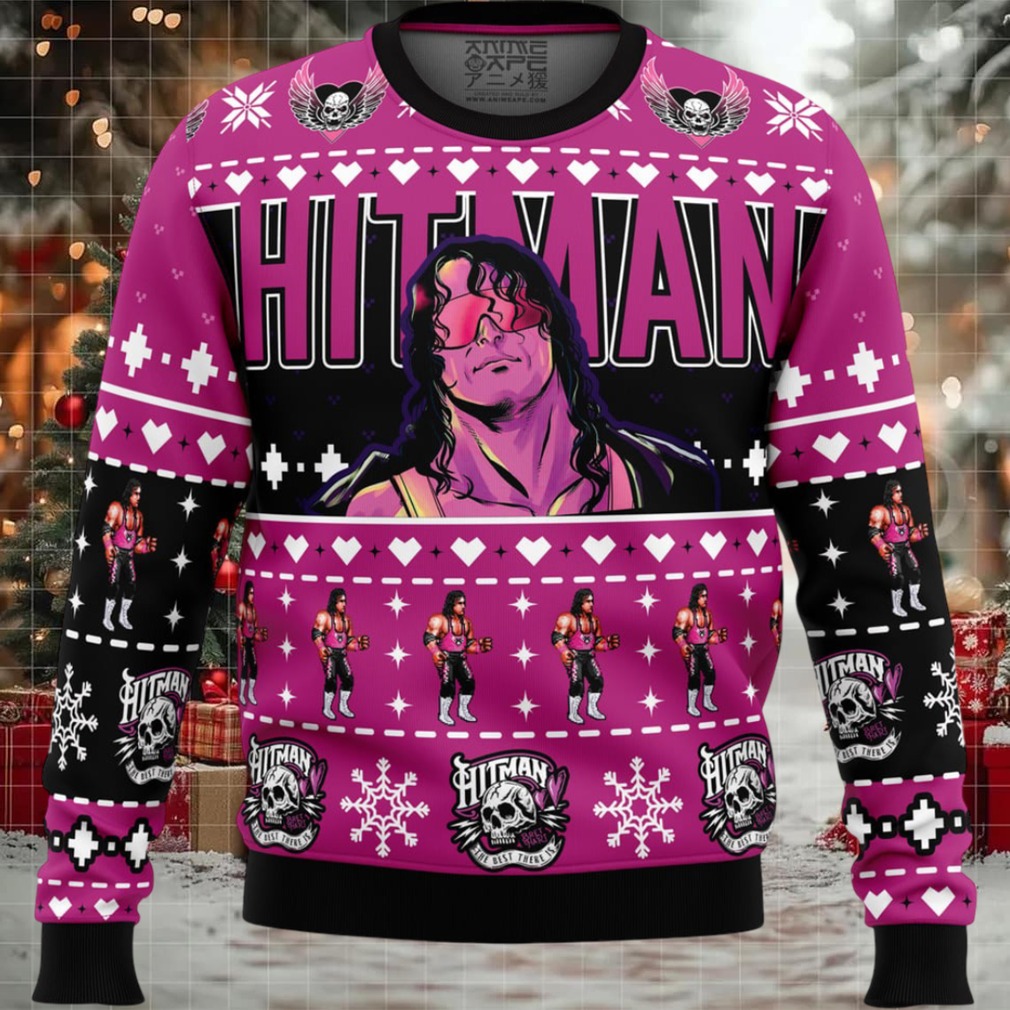 The Hitman Bret Hart Wrestler Ugly Christmas Sweater The Hitman Bret Hart Wrestler Ugly Christmas Sweater