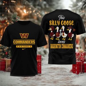 This silly goose loves Washington Commanders football 2 sided t shirt