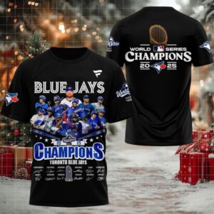 Toronto Blue Jays World Series Champions 2025 Signature 3D T Shirt – Black