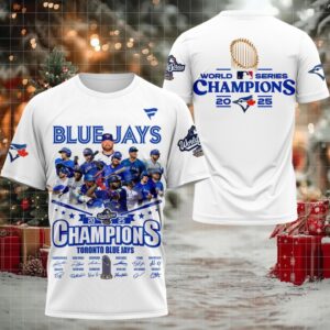 Toronto Blue Jays World Series Champions 2025 Signature 3D T Shirt – White