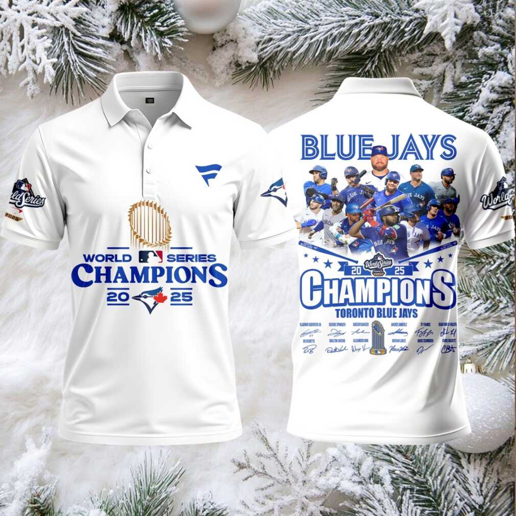 Toronto Blue Jays World Series Champions 2025 Signature Polo Shirt – White Toronto Blue Jays World Series Champions 2025 Signature Polo Shirt – White