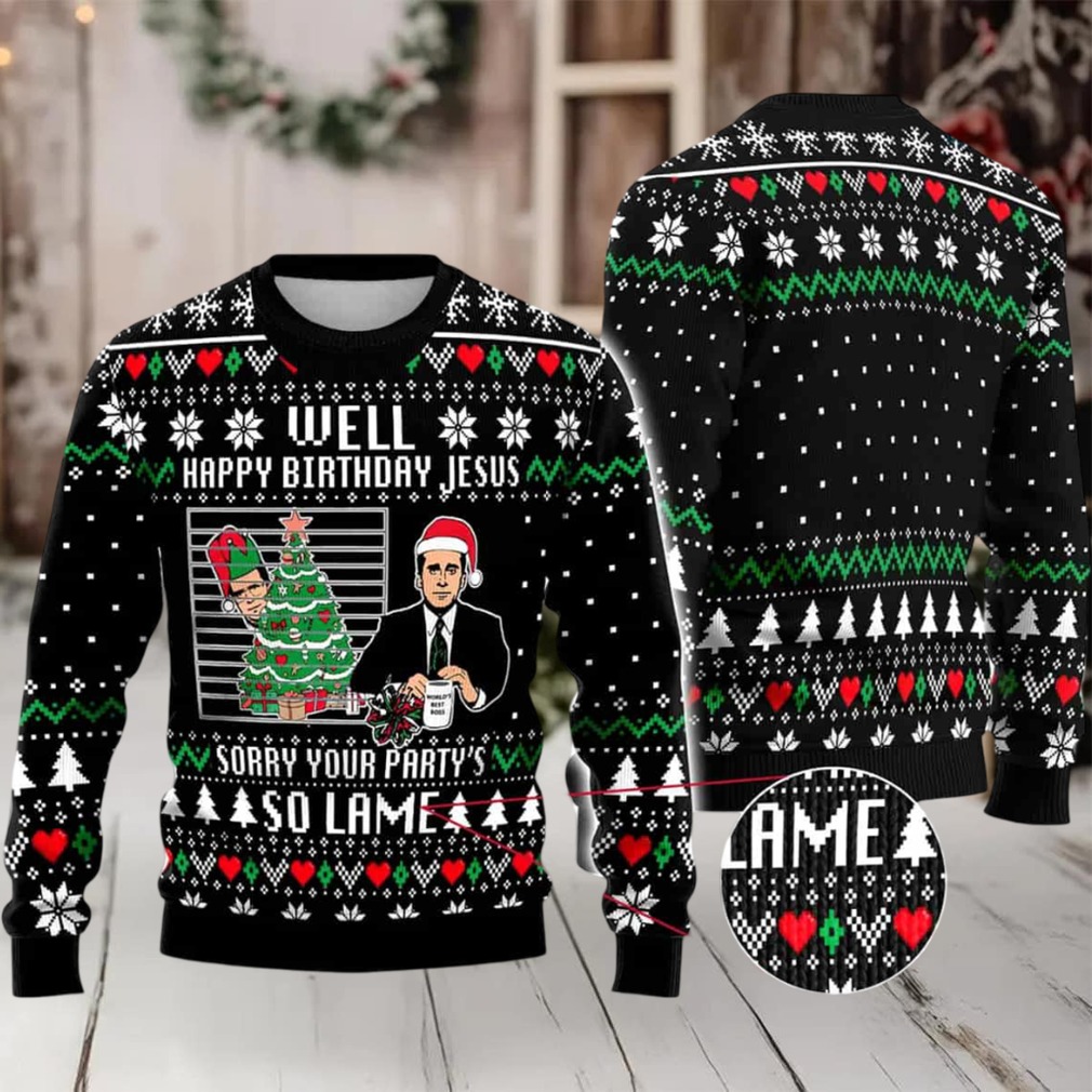 Michael Scott The Office Well Happy Birthday Jesus Ugly Christmas Sweater