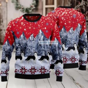 Siberian Husky Snow Ugly Christmas Sweater Red Couples Siberian Husky Snow Ugly Christmas Sweater Red Couples