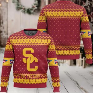 USC Trojans – Custom Name And Number Ugly Christmas Sweater