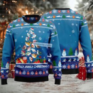 Shark Arranged Into Xmas Tree Ugly Christmas Sweater Mens Sweatshirt