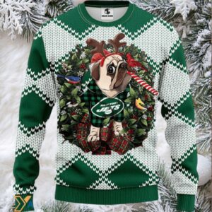Ugly Christmas Sweater New York Jets, Pub Dog Ugly Christmas Sweater New York Jets, Pub Dog