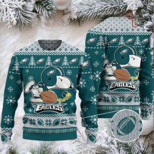 Ugly Christmas Sweater Philadelphia Eagles, Graphic Dog Grey Green Ugly Christmas Sweater Philadelphia Eagles, Graphic Dog Grey Green
