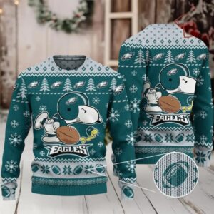 Ugly Christmas Sweater Philadelphia Eagles, Graphic Dog Grey Green