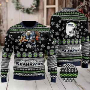 Ugly Christmas Sweater Seattle Seahawks, Emerald City