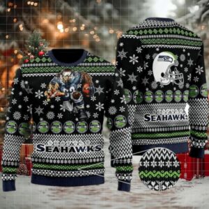 Ugly Christmas Sweater Seattle Seahawks, Emerald City