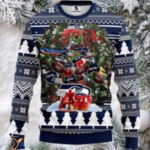 Ugly Christmas Sweater Seattle Seahawks, Tree Ugly Christmas Sweater Seattle Seahawks, Tree