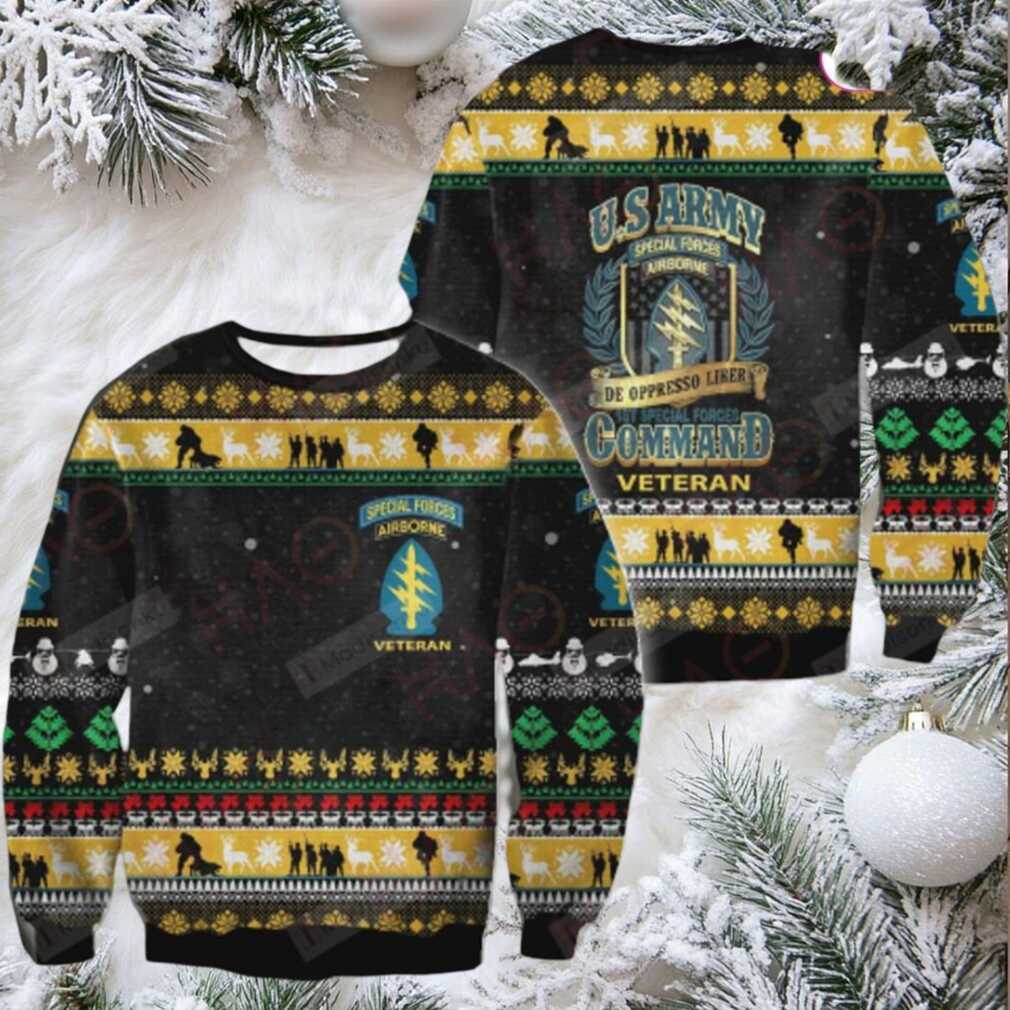 Us Army Veteran Ugly Christmas Sweater - Special Forces Airborne Holiday Apparel