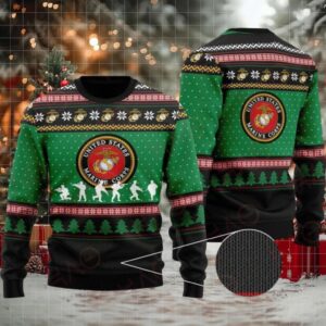 Usmc Christmas Sweater – Festive Wool Knit For Marines Fans – Perfect Holiday Gift!