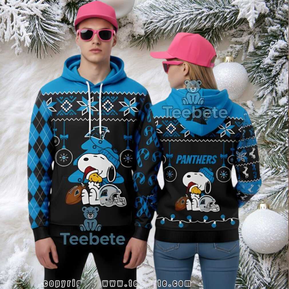 Carolina Panthers Snoopy Hug Woodstock 3D Ugly Hoodie Women Carolina Panthers Snoopy Hug Woodstock 3D Ugly Hoodie Women