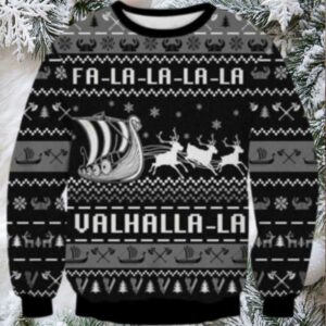 Valhalla Boat Ugly Christmas Sweater