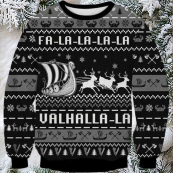 Valhalla Boat Ugly Christmas Sweater