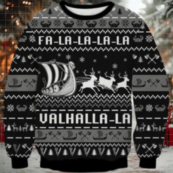 Valhalla Boat Ugly Christmas Sweater