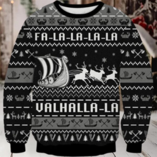 Valhalla Boat Ugly Christmas Sweater
