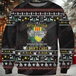 Veteran Sweater I Am A Vietnam Veteran If You Don’T Like It I Don’T Care Black Ugly Sweater