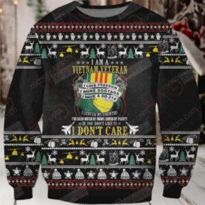 Veteran Sweater I Am A Vietnam Veteran If You Don’T Like It I Don’T Care Black Ugly Sweater