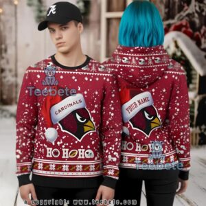 Personalized Arizona Cardinals Christmas Ho Ho Ho Ugly 3D Print Hoodie Personalized Arizona Cardinals Christmas Ho Ho Ho Ugly 3D Print Hoodie
