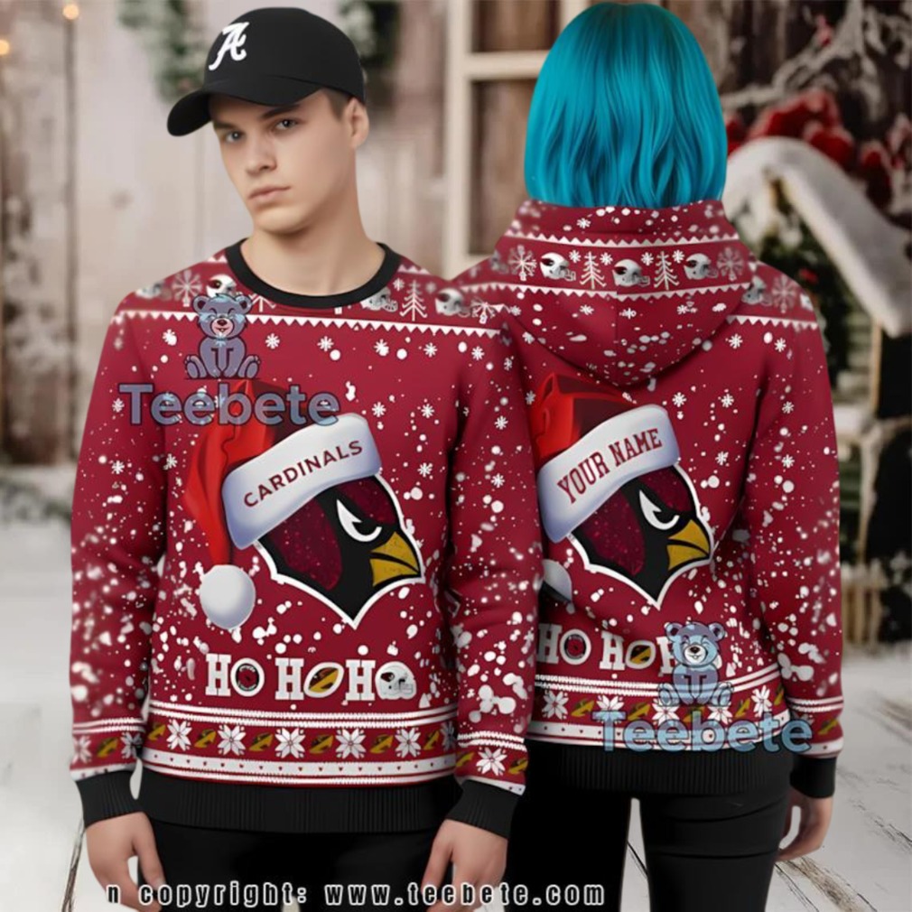 Personalized Arizona Cardinals Christmas Ho Ho Ho Ugly 3D Print Hoodie
