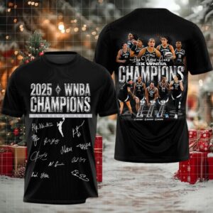 WNBA 2025 Las Vegas Aces 3x Champions Signatures 2 sided t shirt
