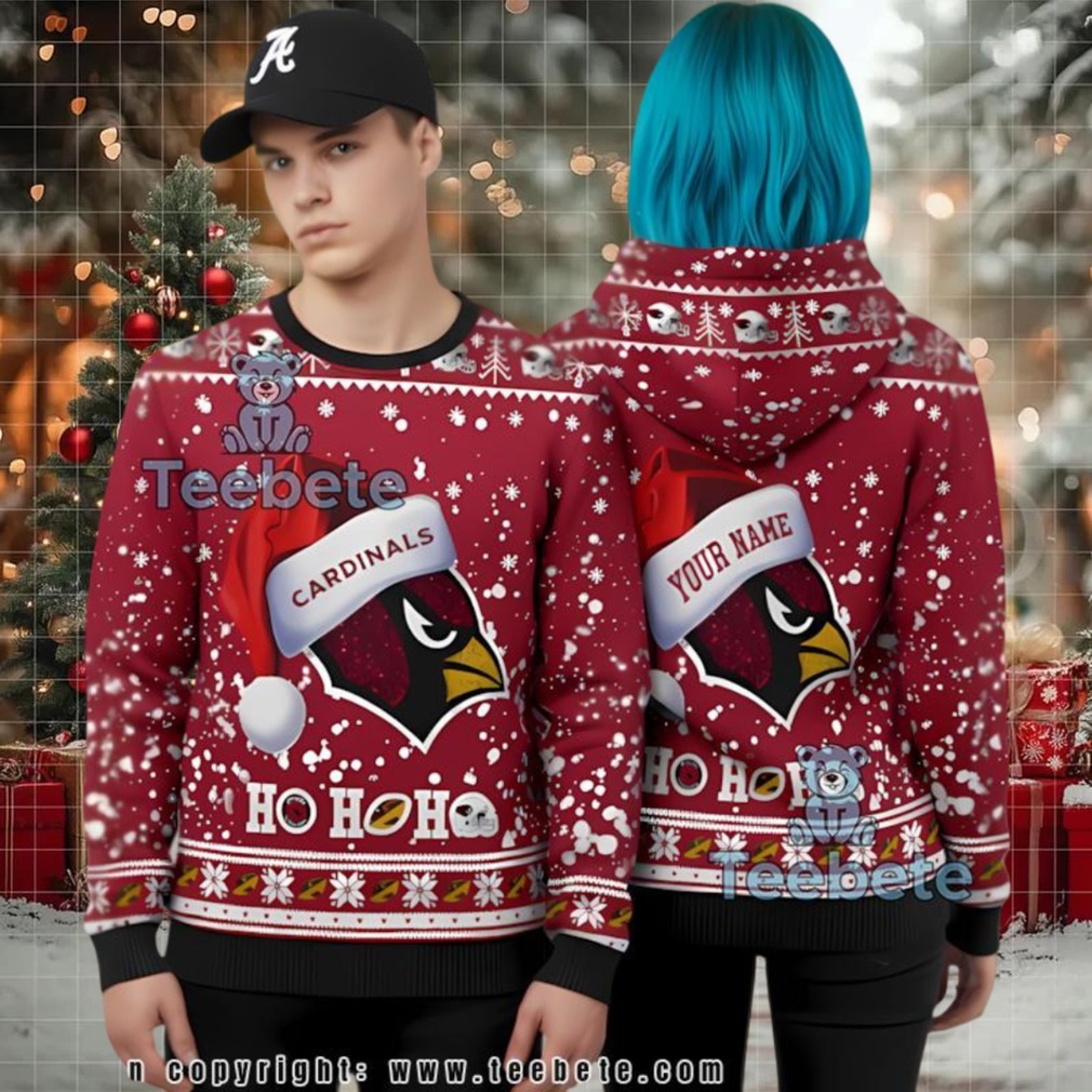 Personalized Arizona Cardinals Christmas Ho Ho Ho Ugly 3D Print Hoodie