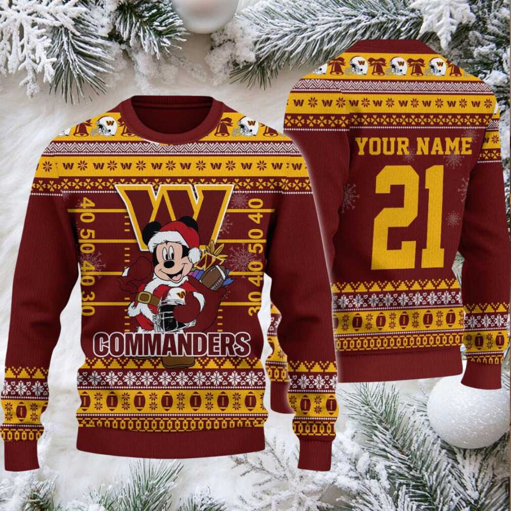 Washington Commanders Mickey Mouse Santa Ugly Christmas Sweater Washington Commanders Mickey Mouse Santa Ugly Christmas Sweater