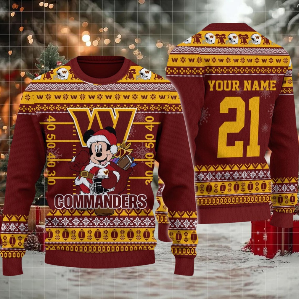 Washington Commanders Mickey Mouse Santa Ugly Christmas Sweater Washington Commanders Mickey Mouse Santa Ugly Christmas Sweater