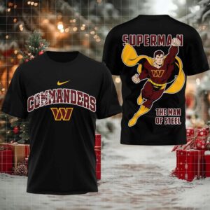 Washington Commanders Superman The Man of Steel 2 sided t shirt