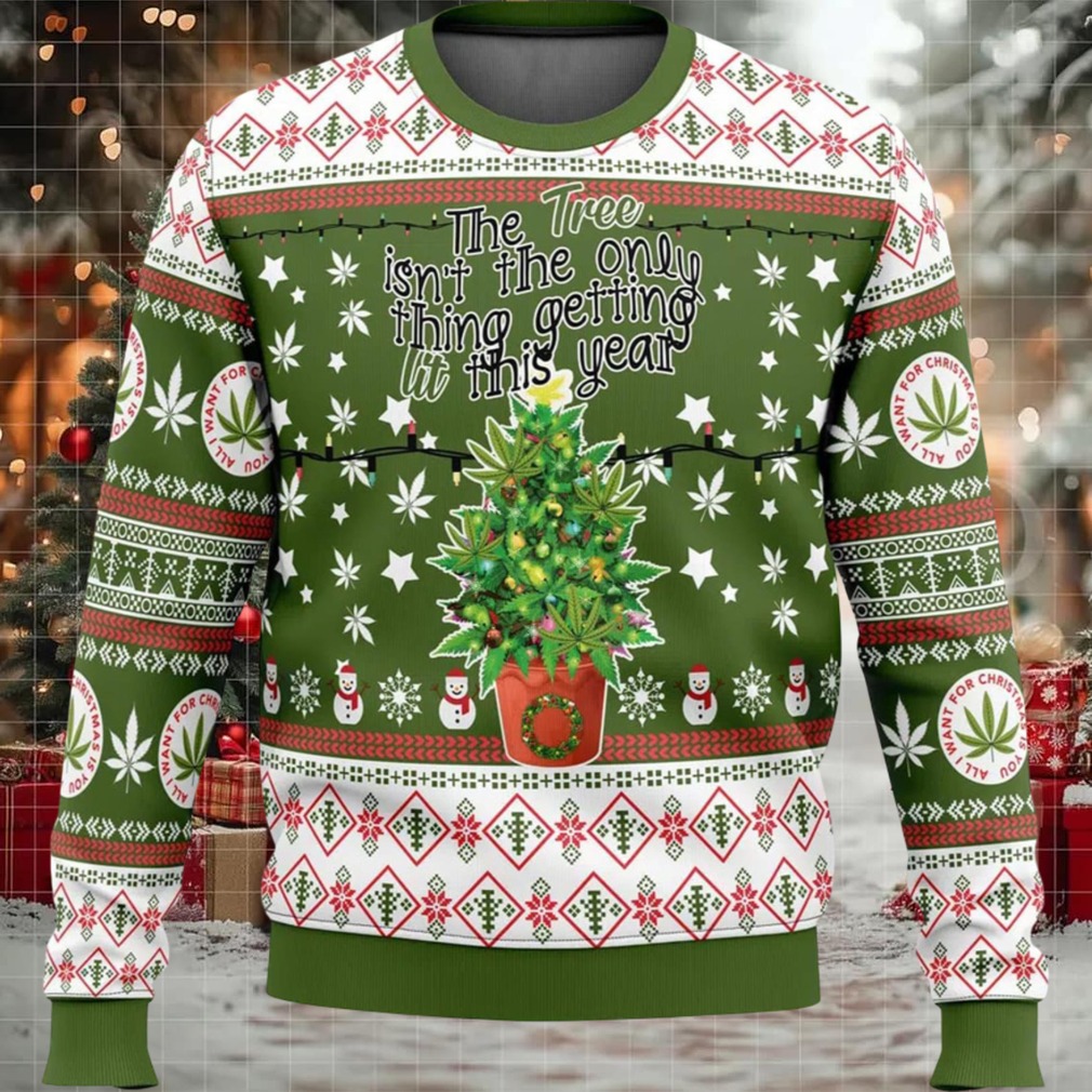 Weed Lit This Year Ugly Christmas Sweater Weed Lit This Year Ugly Christmas Sweater
