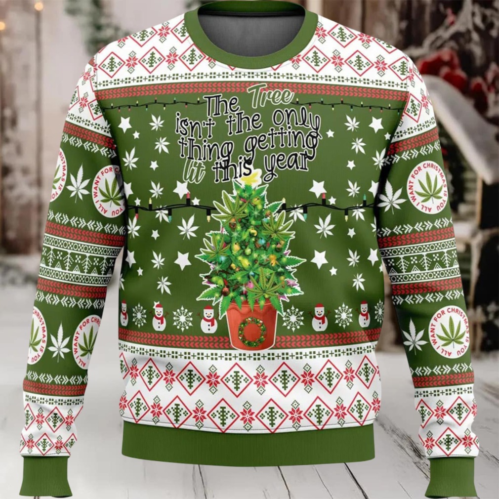 Weed Lit This Year Ugly Christmas Sweater Weed Lit This Year Ugly Christmas Sweater