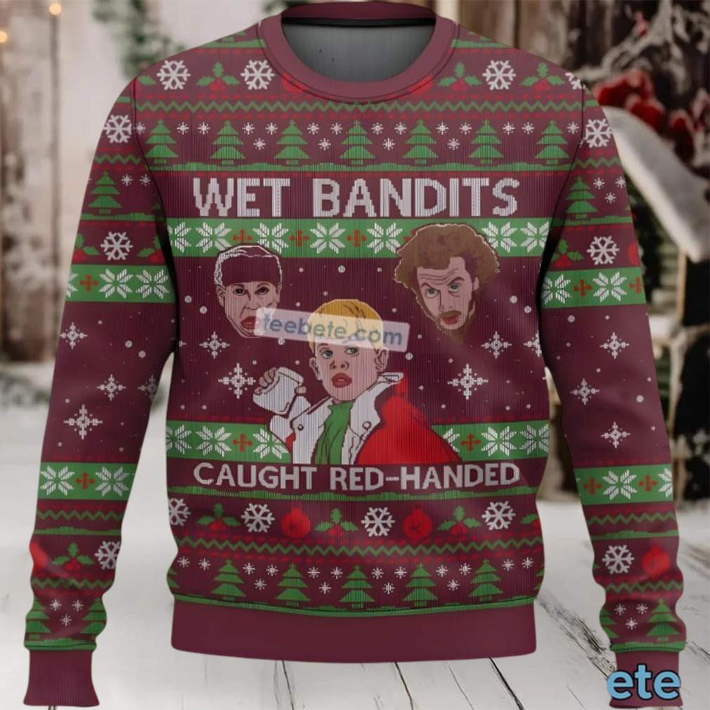 Wet Bandits Caught Redhanded Home Alone Ugly Christmas Sweater - Detail Shot