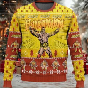 Hulkamania Hulk Hogan Ugly Christmas Sweater Hulkamania Hulk Hogan Ugly Christmas Sweater