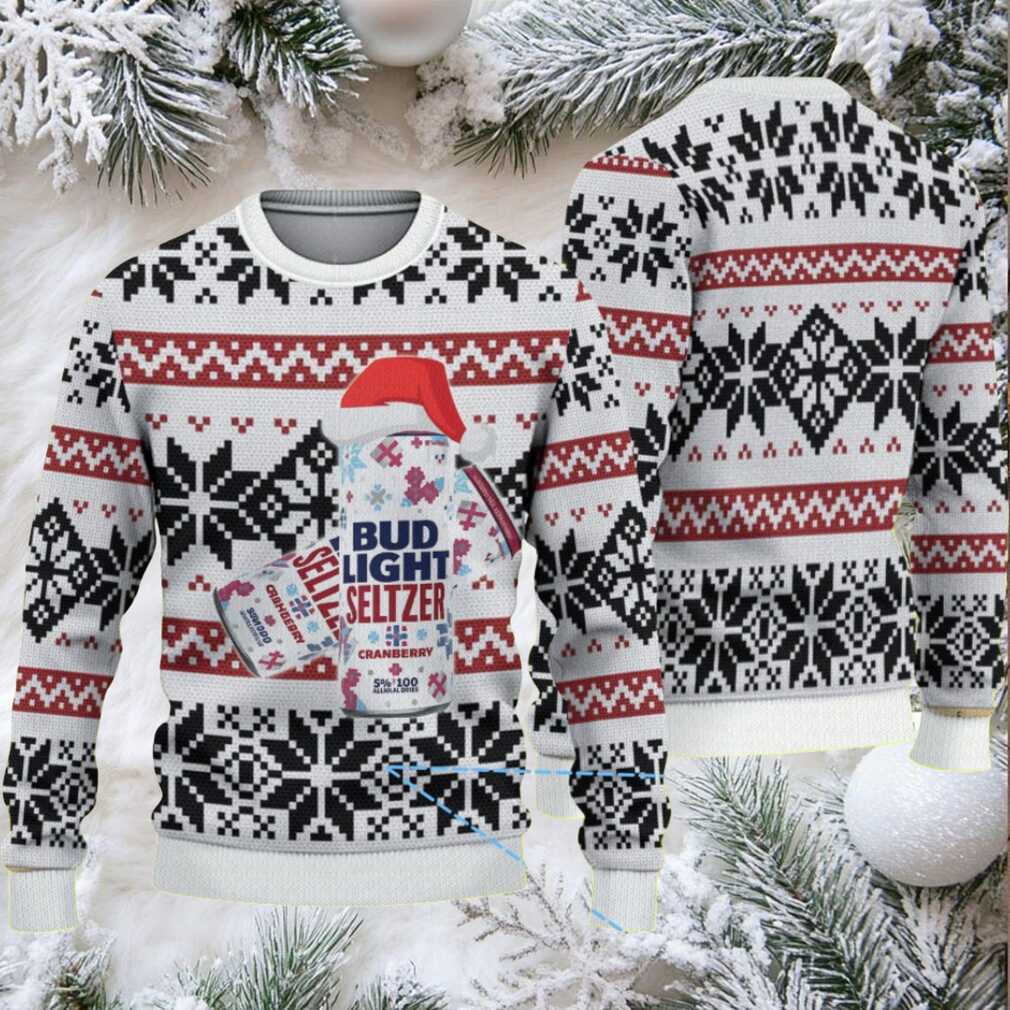 White Black and Red Nordic Snowflake Bud Light Seltzer Ugly Christmas Sweater