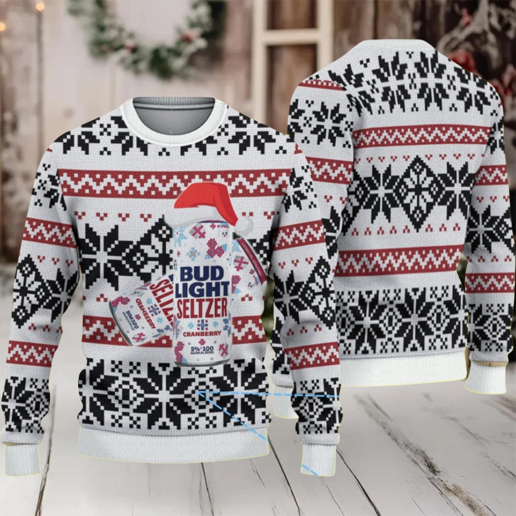 White Black and Red Nordic Snowflake Bud Light Seltzer Ugly Christmas Sweater