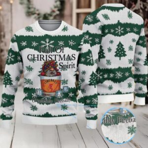 White & Forest Green Snowflake Christmas Tree Fair Isle Bacardi Ugly Christmas Sweater