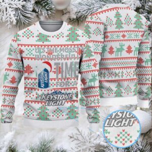 White Green and Red Christmas Tree Keystone Light Ugly Christmas Sweater