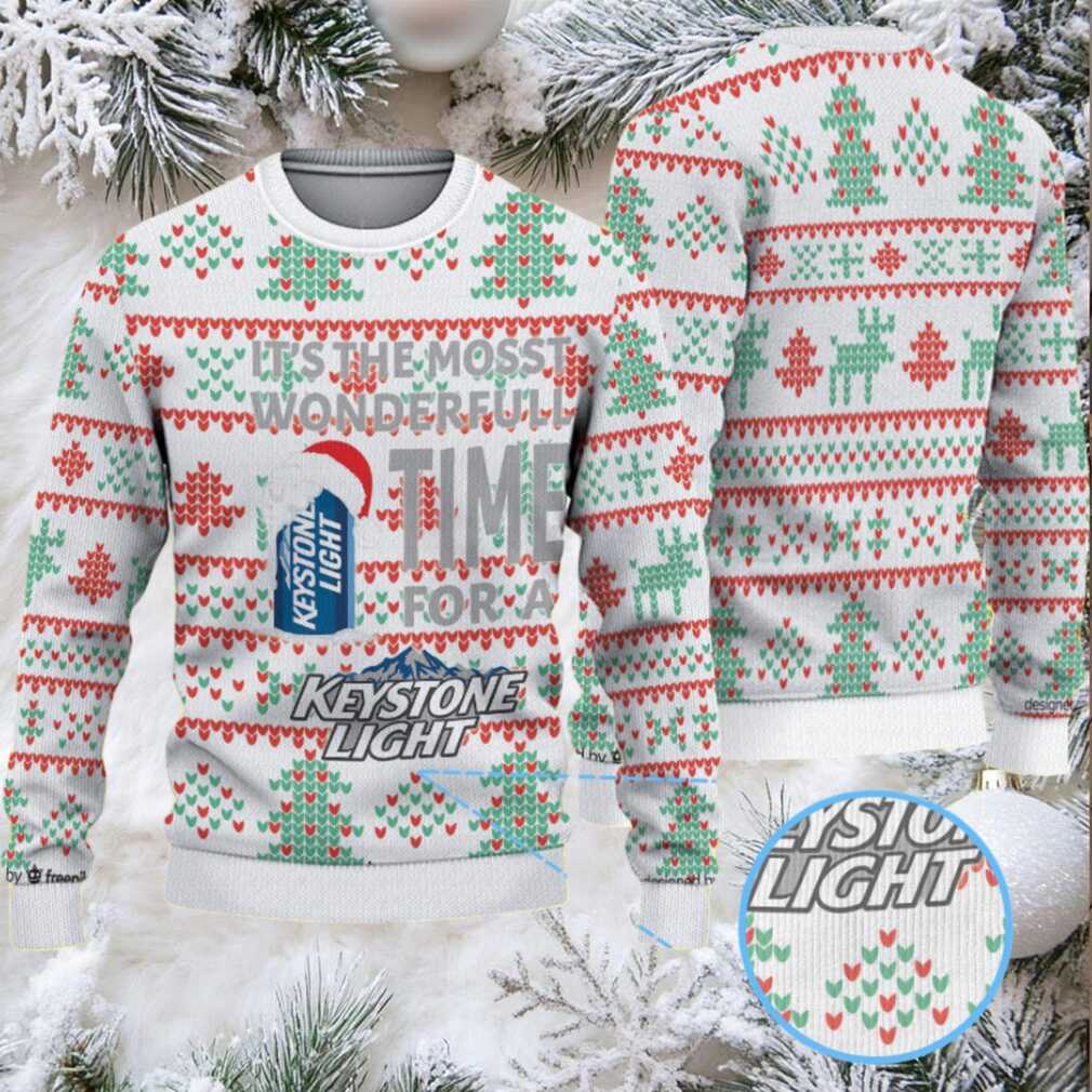 White Green and Red Christmas Tree Keystone Light Ugly Christmas Sweater White Green and Red Christmas Tree Keystone Light Ugly Christmas Sweater