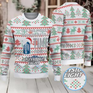 White Green and Red Christmas Tree Keystone Light Ugly Christmas Sweater