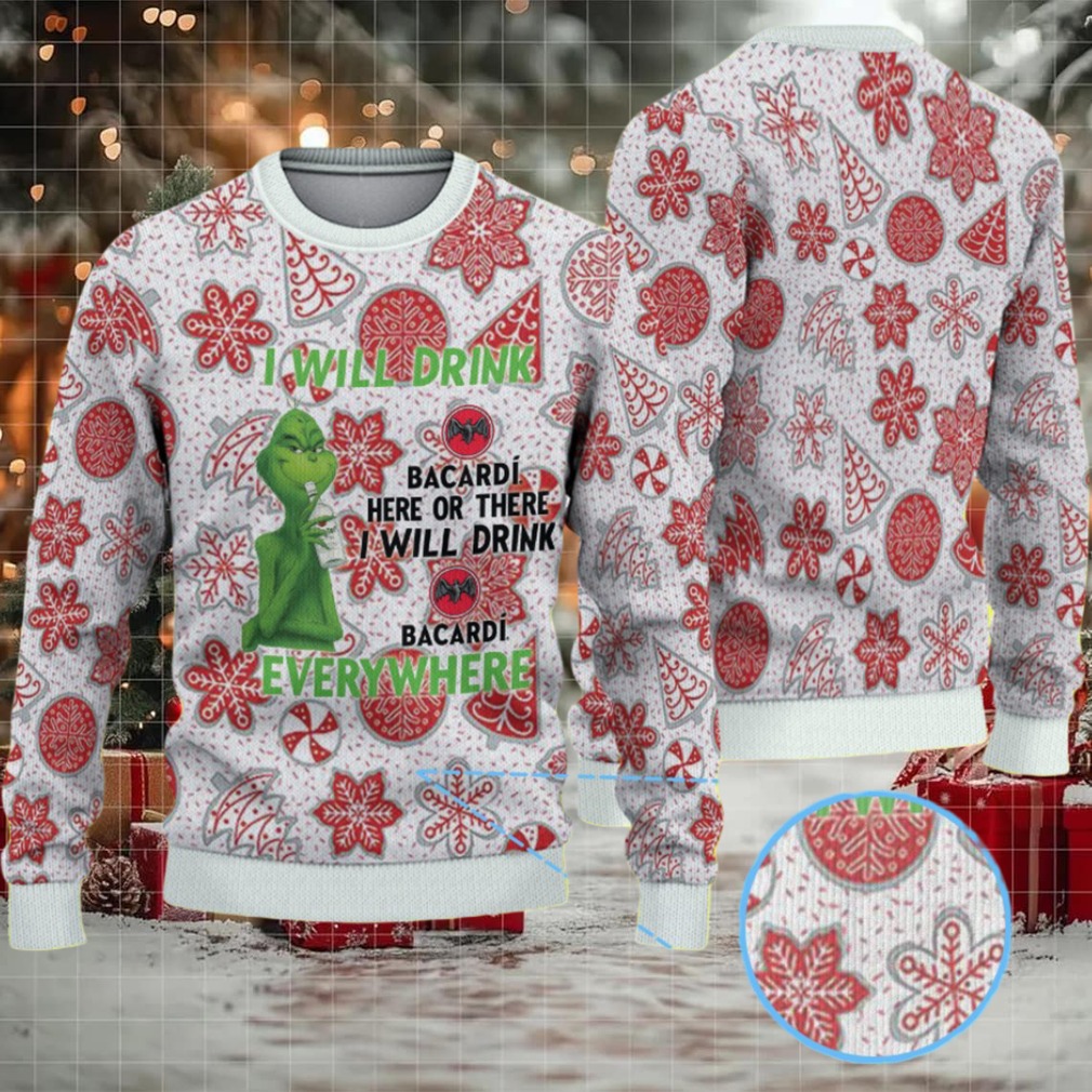 White & Red Gingerbread Cookie Snowflake Bacardi Ugly Christmas Sweater White & Red Gingerbread Cookie Snowflake Bacardi Ugly Christmas Sweater