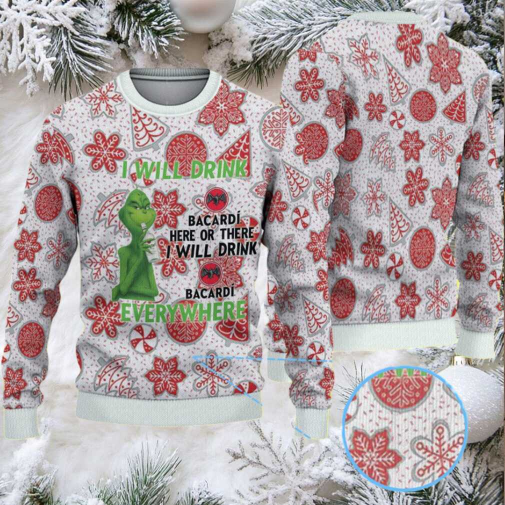 White & Red Gingerbread Cookie Snowflake Bacardi Ugly Christmas Sweater White & Red Gingerbread Cookie Snowflake Bacardi Ugly Christmas Sweater