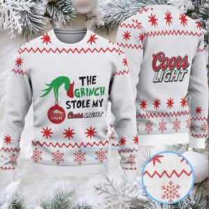 White & Red Snowflake Pattern “The Grinch Stole My Coors Light” Ugly Christmas Sweater