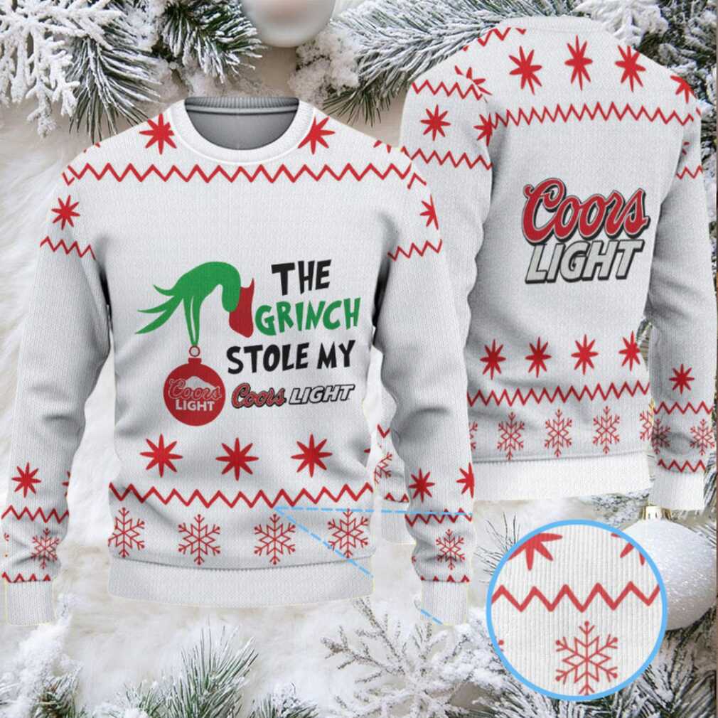 White & Red Snowflake Pattern “The Grinch Stole My Coors Light” Ugly Christmas Sweater