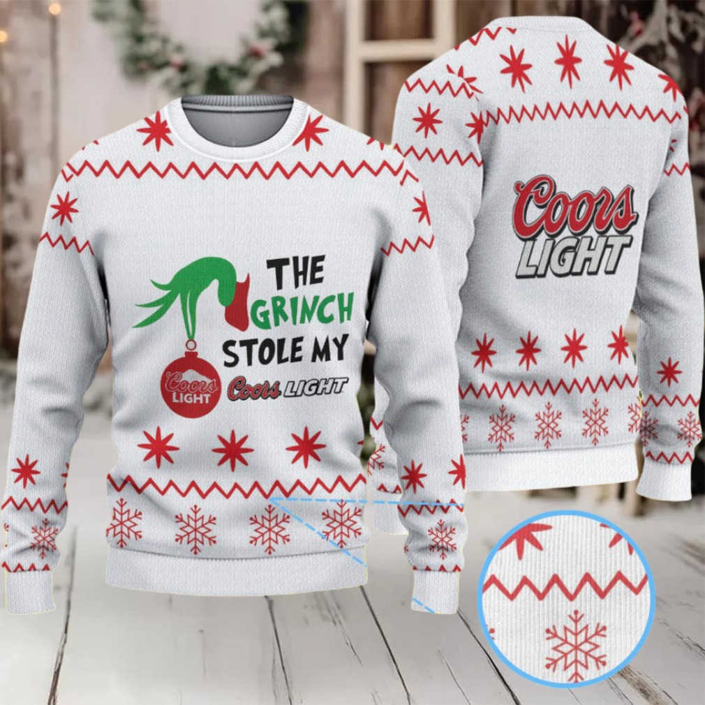 White & Red Snowflake Pattern “The Grinch Stole My Coors Light” Ugly Christmas Sweater