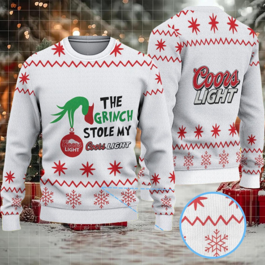White & Red Snowflake Pattern “The Grinch Stole My Coors Light” Ugly Christmas Sweater White & Red Snowflake Pattern “The Grinch Stole My Coors Light” Ugly Christmas Sweater