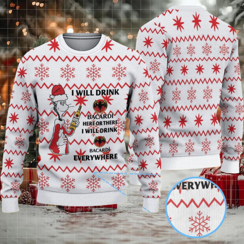 White & Red Snowflake Zigzag Bacardi Ugly Christmas Sweater
