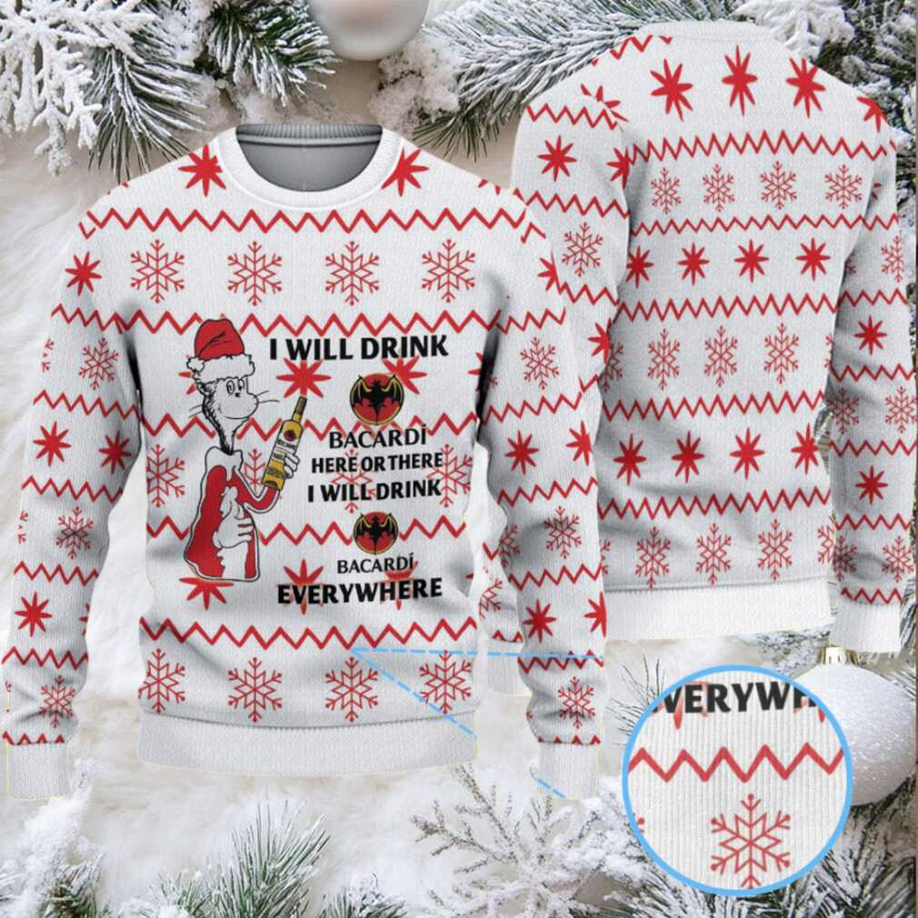 White & Red Snowflake Zigzag Bacardi Ugly Christmas Sweater